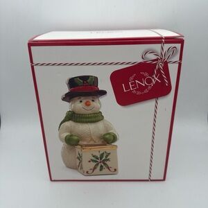 Lenox Christmas Snowman Holiday Candy Dish 7” Open Box
